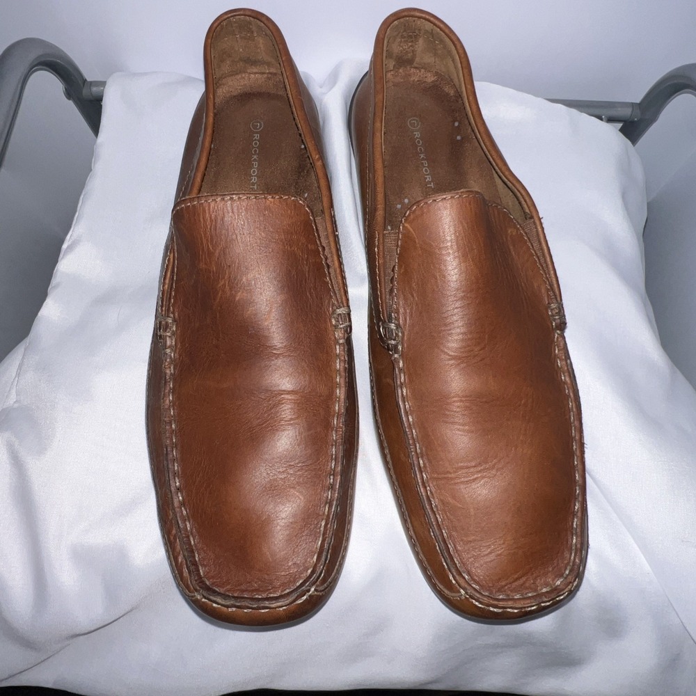 Rockport men's soft comfort leather loafer Shoes tan/brown Size 12